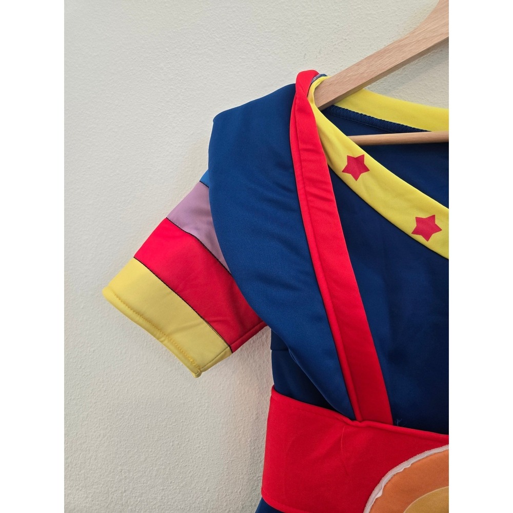 Rainbow Brite Womens Costume Dress Blue Rainbow Striped Halloween Cosplay S - Picture 5 of 9
